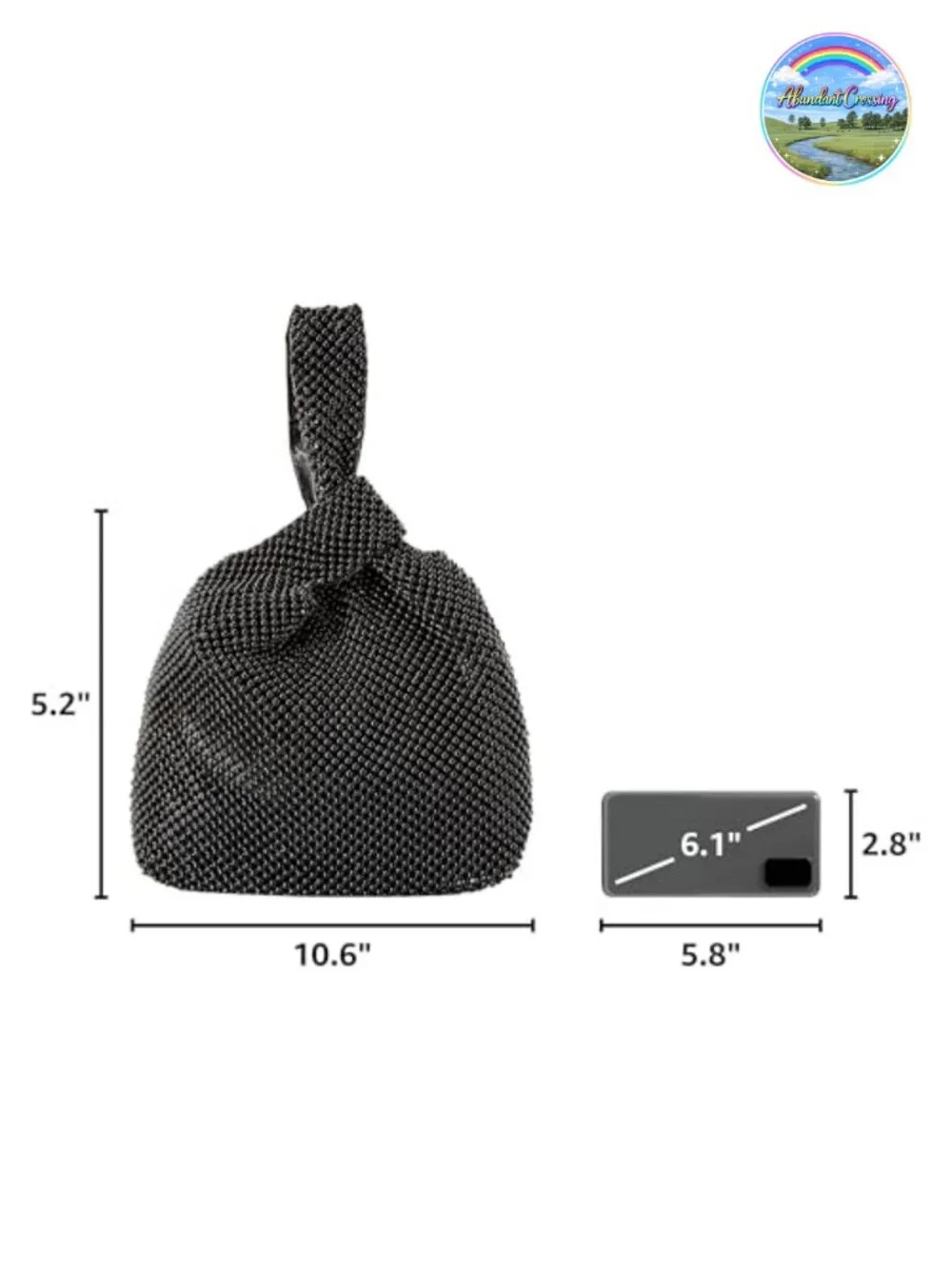 Women's Mesh Pouch Evening Bag with Ring Handle & Magnetic Snap Clutch